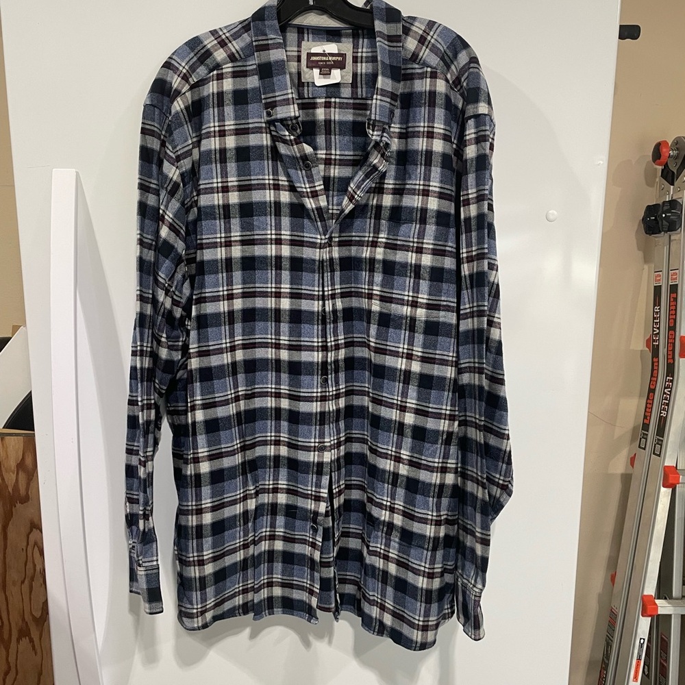 Johnston & Murphy Navy and White Flannel